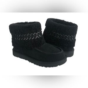 UGG AUS Mini UGGBraid Boots Curly Sheepskin Fur Warm Winter Cozy Outdoor Casual